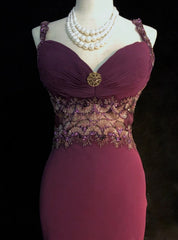 Vintage Prom Dresses Inspo Mermaid Spaghetti Strap Purple Long 1990s With Beaded Formal Gowns N3388