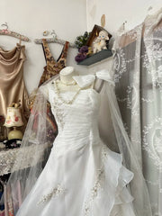 Classy Prom Dresses Ball Gown White Tiered Layers Sleeveless Long Formal Evening Outfits N3772
