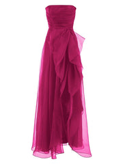 Women's Evening Dresses Strapless Pleated Long Formal Gown Wedding Guest Gowns Prom Dress For Women Girls Teens N2343