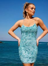 Primavera Couture 4040 Sparkling Criss-Cross Back Short Prom Dress