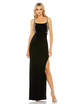 Long Embellished Ruched Open Back Column Dress Embellished Ruched Open Back Column Mac Duggal 42154