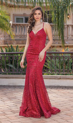 Sequin-Embellished Sleeveless Long Prom Dress 4323