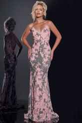 Jovani 44033 Long Mermaid Formal Lace Prom Dress