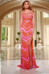 Jovani 44266 Long V-Neck Sequin Formal Prom Dress