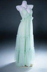 Pretty Prom Dresses A Line Halter Sage Green Chiffon Backless Long Formal Dress N3044