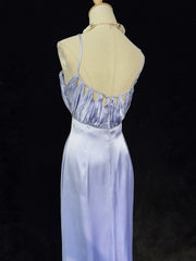 Modest Prom Dresses Mermaid Spaghetti Strap Lilac Satin Long Formal Evening Dress N3860