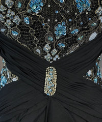 Beautiful Prom Dresses Mermaid Scoop Neck Black Tie Dress Chiffon With Beaded Bodice Long Evening Outfits N3364