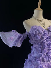 Princess Prom Dresses Ball Gown Off The Shoulder Lilac With 3D Flowers Formal Evening Outfits N3894