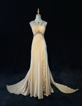Vintage Prom Dresses Inspo Mermaid Halter Yellow Chiffon 90s With Appliqued For Women Formal Gowns N3334