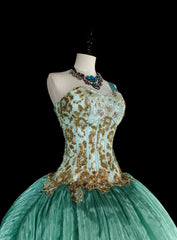 Modest Prom Dresses Ball Gown One Shoulder Green Floor Length Formal Evening Outfits N3518