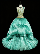 Modest Prom Dresses Ball Gown One Shoulder Green Floor Length Formal Evening Outfits N3518