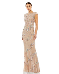 Long Cap Sleeve Fitted Formal Dress Fitted Silhouette Mac Duggal 5500
