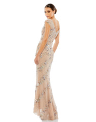 Long Cap Sleeve Fitted Formal Dress Fitted Silhouette Mac Duggal 5500