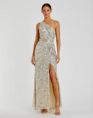 Long Formal One Shoulder Prom Gown One Shoulder Detail Mac Duggal 5687