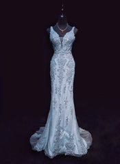 Vintage Prom Dresses Inspo Mermaid V Neck Light Sky Blue Long 1990s With Lace Appliqued Formal Gowns N3359