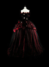 Modest Prom Dresses Ball Gown Strapless Burgundy Tulle With Appliqued Long Quince Dress N3066