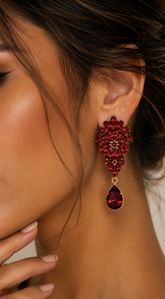 Sivera Marquise Teardrop Earrings - Red