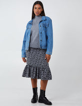 Floral Tiered Midi Skirt