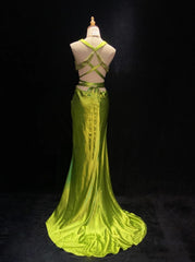 Modest Prom Dresses Mermaid Halter Green Backless Satin Sleeveless Long Formal Evening Outfits N3634