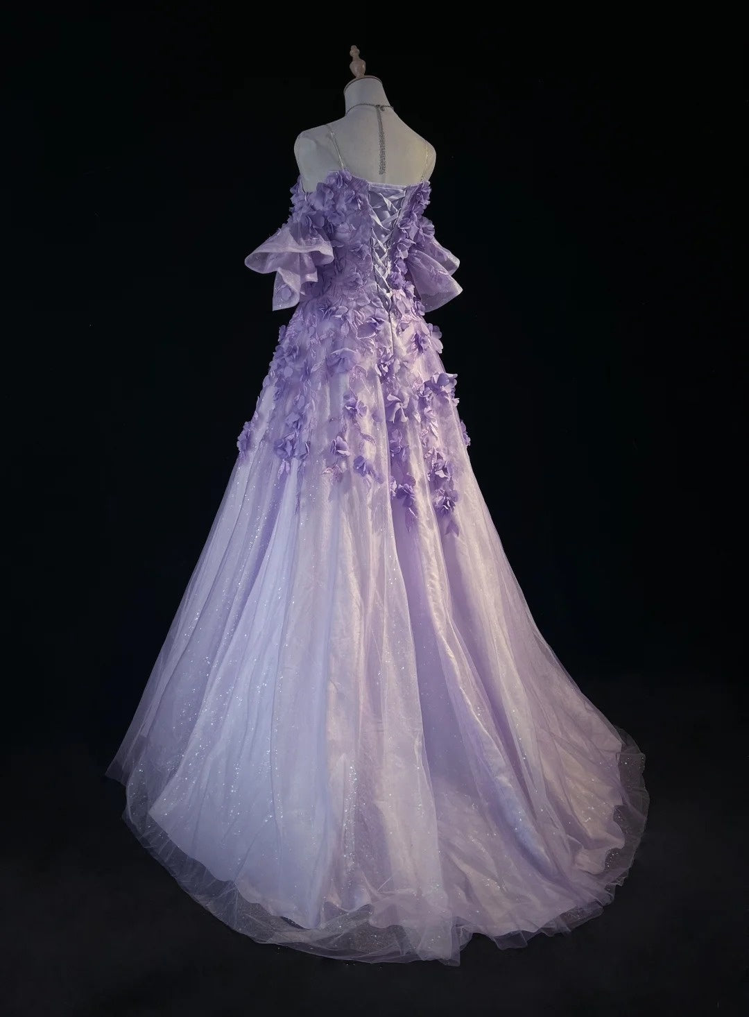 Princess Prom Dresses Ball Gown Off The Shoulder Lilac With 3D Flowers Formal Evening Outfits N3894