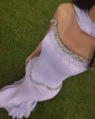 Modest Senior Prom Dresses High Schools Inspiration Mermaid Strapless Lilac Chiffon With Scarf Semi Formal Grad Long Prom Dress For Teens AB1976