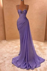 Modest Senior Prom Dresses High Schools Inspiration Mermaid Spaghetti Straps Lilac Semi Formal Grad Long Prom Dresses AB2157