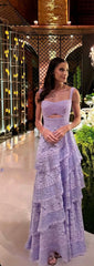 A line Lilac Sweetheart Lace Sleeveless Long Formal Dress Gown 21st Birthday Prom Dresses N2403