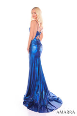 Amarra 88100 Long Fitted Formal Mettalic Prom Dress