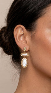 Lunelle Stone Drop Earrings - Gold
