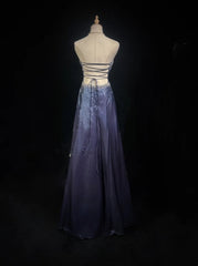 Beautiful Prom Dresses A line Strapless Navy Blue With Beaded Backless Long Formal Evening Outfits N3675