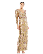 Long Sleeve Sequins Gown Formal Prom Mac Duggal 93615