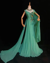 Elegant Prom Dresses Inspo Mermaid Chiffon Green With Flowers Beading For Women Formal Dress N3232