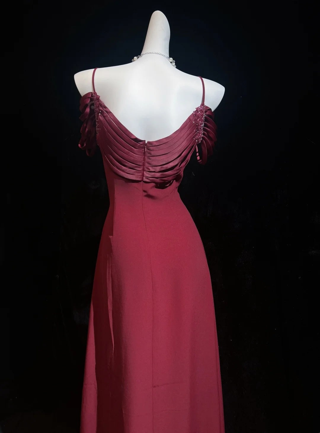 Vintage Prom Dresses Inspo A line Spaghetti Strap 90s Burgundy Satin With Cape For Women Formal Gowns N3310