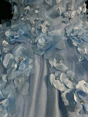 Beautiful Prom Dresses Ball Gown Off The Shoulder Tulle Blue With Appliqued Long Formal Gown N2926