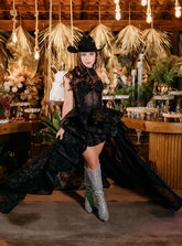 High Low Prom Dress Women Black Organza Long Formal Dance Evening Party Gowns AB1725