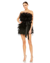 Short Feather Mini Dress Cocktail Mac Duggal A11436