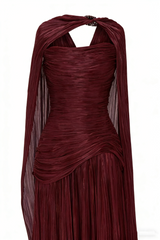 Elegant A line V Neck Navy Blue Tulle With Cape Long Formal Fancy Evening Dress Dinner Outfits Classy Party Gowns AB2022