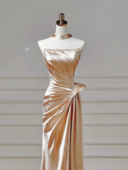 Modest Prom Dresses Aesthetic Mermaid Strapless Gold With Beaded Inspiration Impress Long Party Formal Gown For Teenagers High Schools AQ003