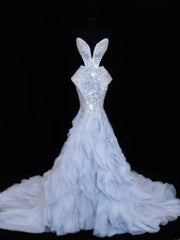 Sequin Prom Dress Aesthetic Mermaid Strapless With Pleated Style Impress Tulle Long Prom Dresses Party Formal Gowns SA006