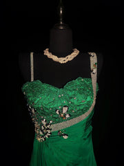 Vintage Mermaid Dark Green With Silver Beading Satin Sleeveless Long Prom Dresses High School Senior Graduation Dance Evening Outfits AS031