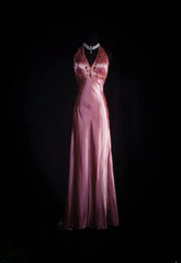 Vintage 90s Prom Dresses Women A line Halter Pink Silk Satin With Beaded Formal Dance Evening Party Gowns AS035