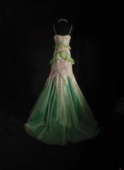 Vintage 90s Prom Dresses Women Mermaid Spaghetti Straps Green Lace Long Formal Dance Evening Party Gowns AS037
