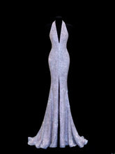 Affordable Sequin 1950s Formal Mermaid V Neck Sequins Slit With Beads Style Impress Long Prom Dresses Party Gowns SA044