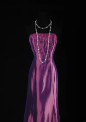Vintage Mermaid Sweetheart Grape Taffeta Long Party Dress With Beads 1950s Retro Classy Birthday Dinner Prom Dress AS053