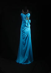 Vintage Mermaid Spaghetti Strap Blue Silk Satin 2000s Prom Dress Inspo For Women Girls Formal Party Gowns Formal Dresses AS065