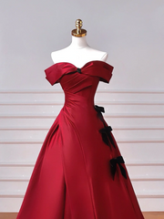 Elegant Ball Gown Off The Shoulder Burgundy Wine Red Long Formal Prom Evening Dresses Dinner Outfits Party Gowns AQ094
