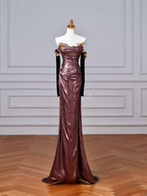 Sparkly Mermaid Strapless Sequins With Gloves Sleeves Long Formal Fancy Prom Evening Dress Dinner Outfits Party Gowns AQ107
