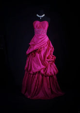 Retro Vintage 1960s Formal Ball Gown Fashion Sweetheart Hot Pink Satin With Beads Sleeveless Long Prom Dresses Party Formal Gowns AS112