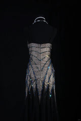 Retro Vintage 1960s Style Formal Mermaid Sweetheart Black Tulle With Beads Long Prom Dresses Party Formal Gowns AS145