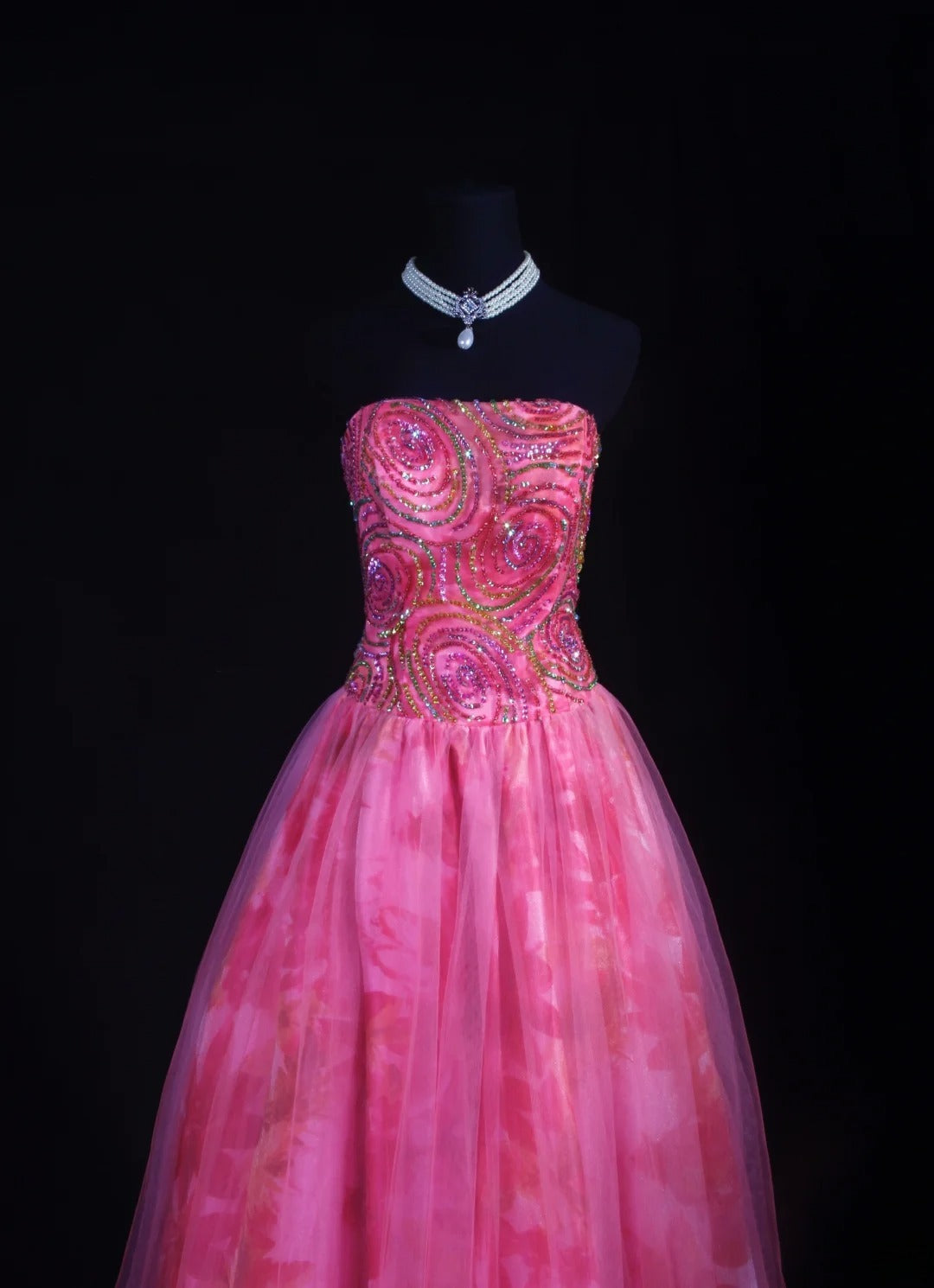 Vintage Ball Gowns Prom Dress Aesthetic Strapless Hot Pink 1950s Style Impress Long Prom Dresses Party Formal Gowns AS158